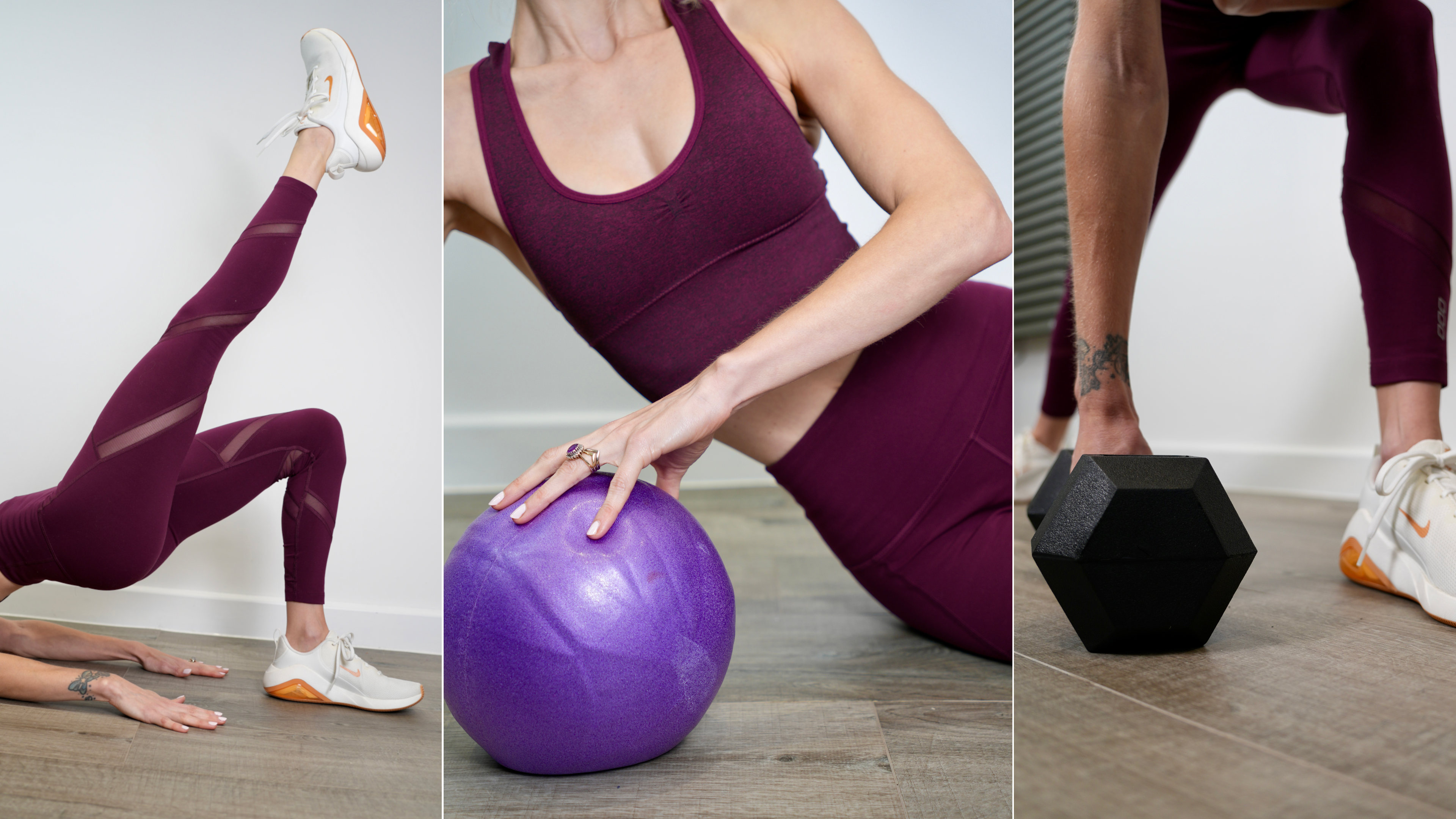 Gloucestershire one to one personal training - a picture of a bridge, ab crunch and weighted lunge